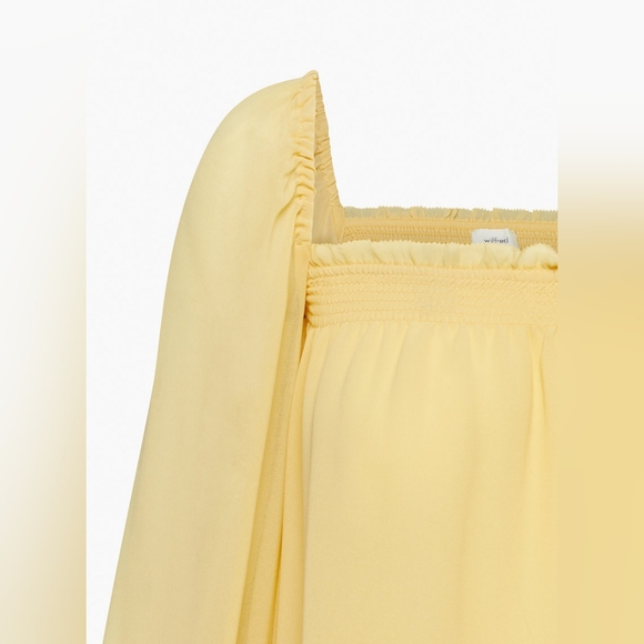 Aritzia Wilfred ALANA BLOUSE Chiffon Smocked Square Neckline Size S - Picture 7 of 11